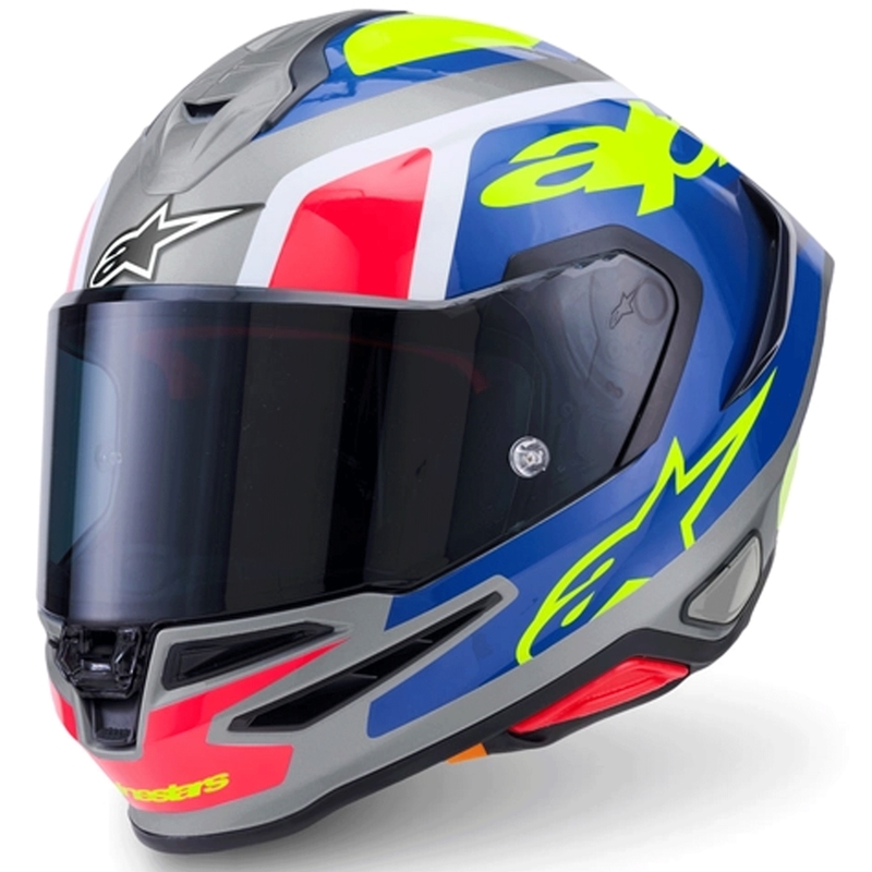 Alpinestars S-R7 Lumen täismaskiiver hõbe-must-roosa-fluorestseeruv kollane