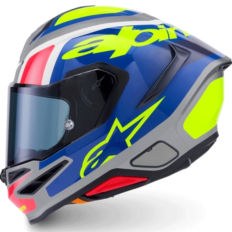 Alpinestars S-R7 Lumen täismaskiiver hõbe-must-roosa-fluorestseeruv kollane
