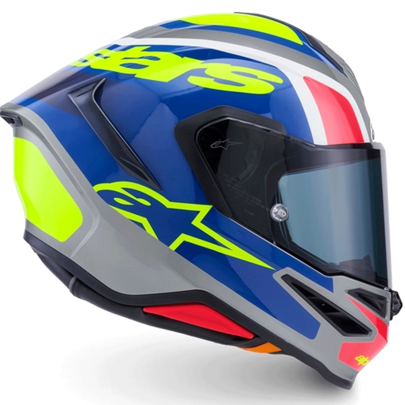Alpinestars S-R7 Lumen täismaskiiver hõbe-must-roosa-fluorestseeruv kollane