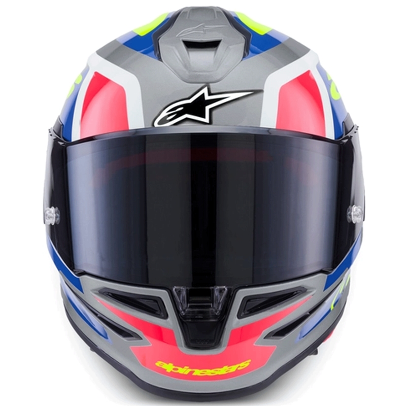 Alpinestars S-R7 Lumen täismaskiiver hõbe-must-roosa-fluorestseeruv kollane