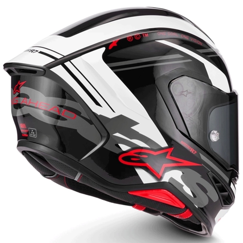Alpinestars S-R7 A-Core täismaskiga mootorrattakiiver must-valge-punane