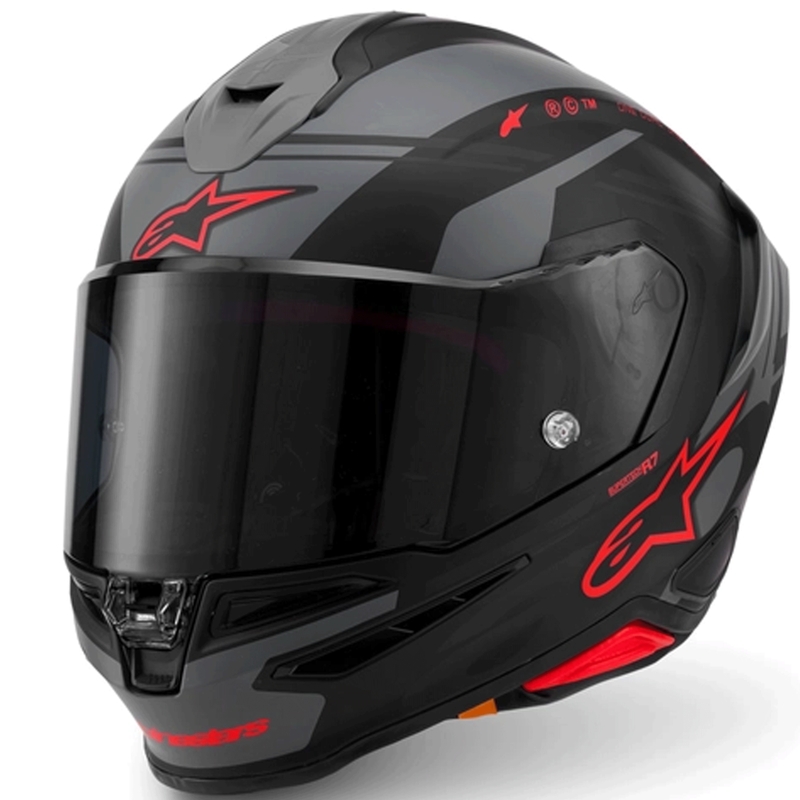 Täismaskiiver mootorrattale Alpinestars S-R7 A-Core must-hall-punane matt
