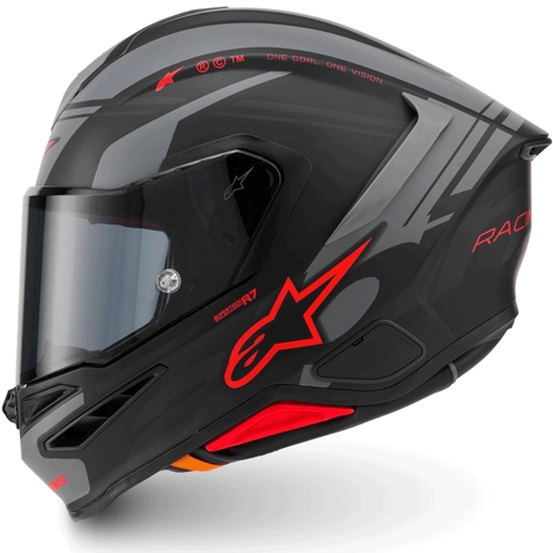 Täismaskiiver mootorrattale Alpinestars S-R7 A-Core must-hall-punane matt