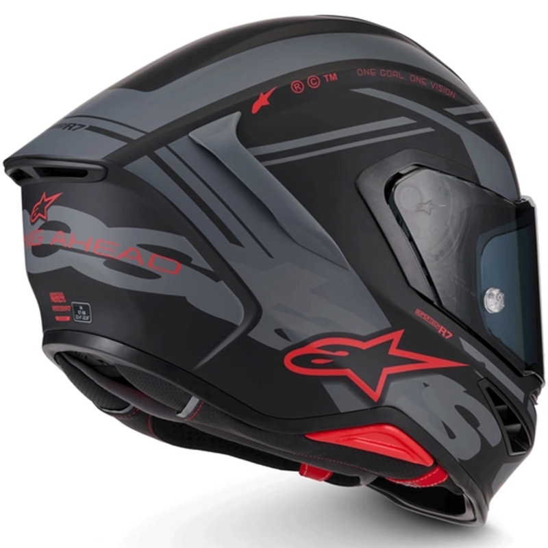 Täismaskiiver mootorrattale Alpinestars S-R7 A-Core must-hall-punane matt