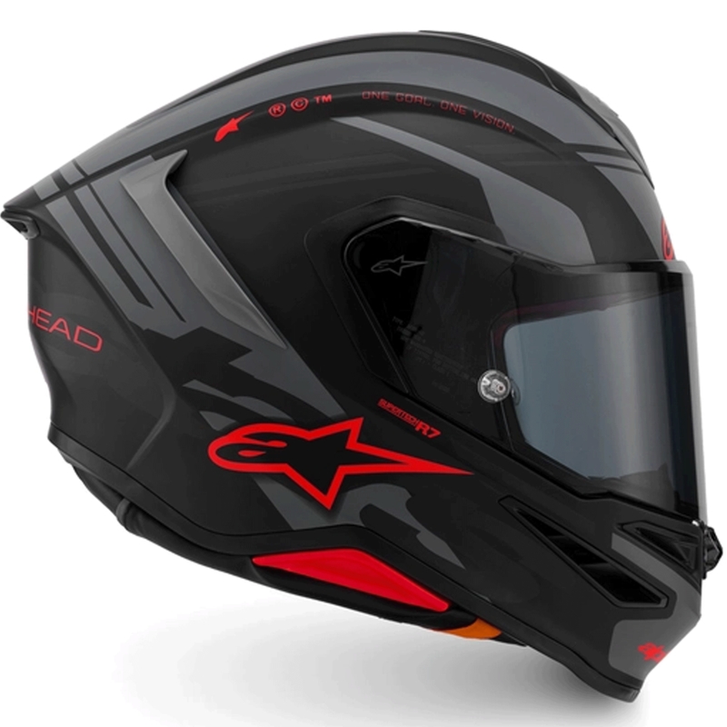 Täismaskiiver mootorrattale Alpinestars S-R7 A-Core must-hall-punane matt