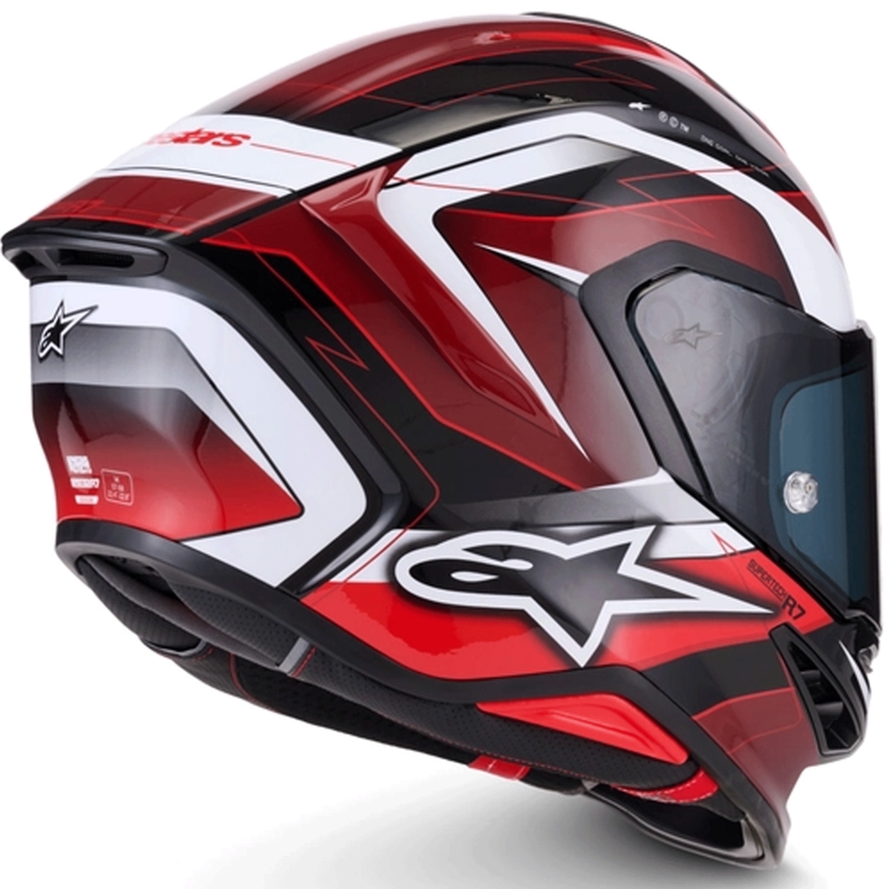 Alpinestars S-R7 Kinetis täismaskiga mootorrattakiiver must-punane-valge