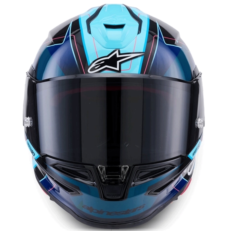 Alpinestars S-R7 Kinetis täismaski mootorrattakiiver must-sinine-fluorestseeriv roosa-valge