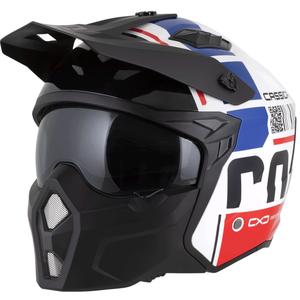 Moodulmootorratta kiiver Cassida Cross Country Code valge-punane-sinine-must