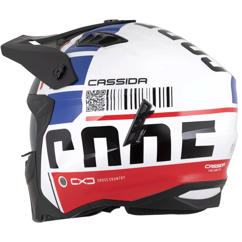 Moodulmootorratta kiiver Cassida Cross Country Code valge-punane-sinine-must