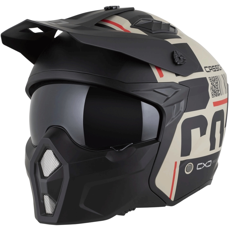 Modulaarne mootorrattakiiver Cassida Cross Country Code matt liiva-must-punane