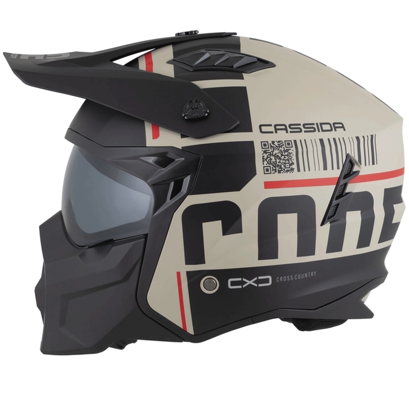Modulaarne mootorrattakiiver Cassida Cross Country Code matt liiva-must-punane