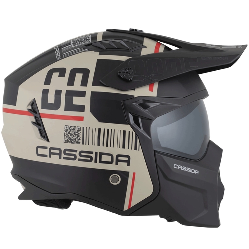 Modulaarne mootorrattakiiver Cassida Cross Country Code matt liiva-must-punane