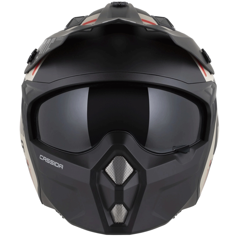 Modulaarne mootorrattakiiver Cassida Cross Country Code matt liiva-must-punane