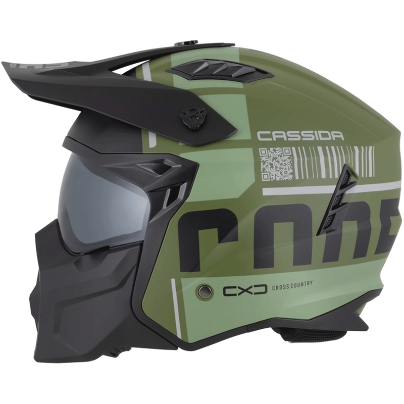 Moodulmootorratta kiiver Cassida Cross Country Code matt roheline-hall-must