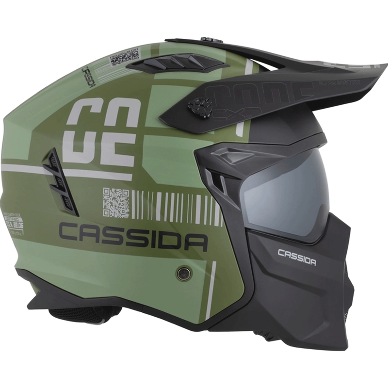 Moodulmootorratta kiiver Cassida Cross Country Code matt roheline-hall-must