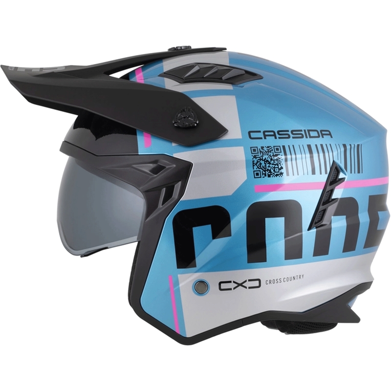Modulaarne mootorrattakiiver Cassida Cross Country Code pärlmutter sinine-hõbedane-roosa-must