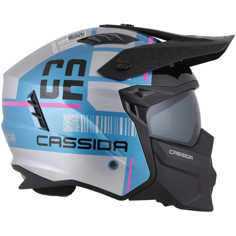 Modulaarne mootorrattakiiver Cassida Cross Country Code pärlmutter sinine-hõbedane-roosa-must