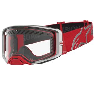 Alpinestars Supertech Dura Air Fluid puna-hõbedased motokrossiprillid läbipaistva pleksiklaasiga