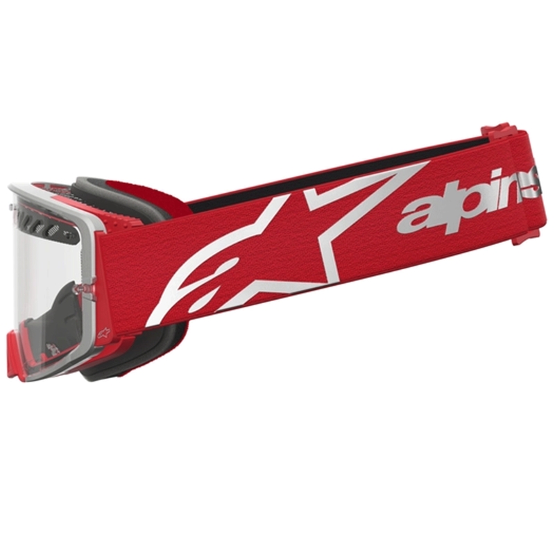 Alpinestars Supertech Dura Air Fluid puna-hõbedased motokrossiprillid läbipaistva pleksiklaasiga