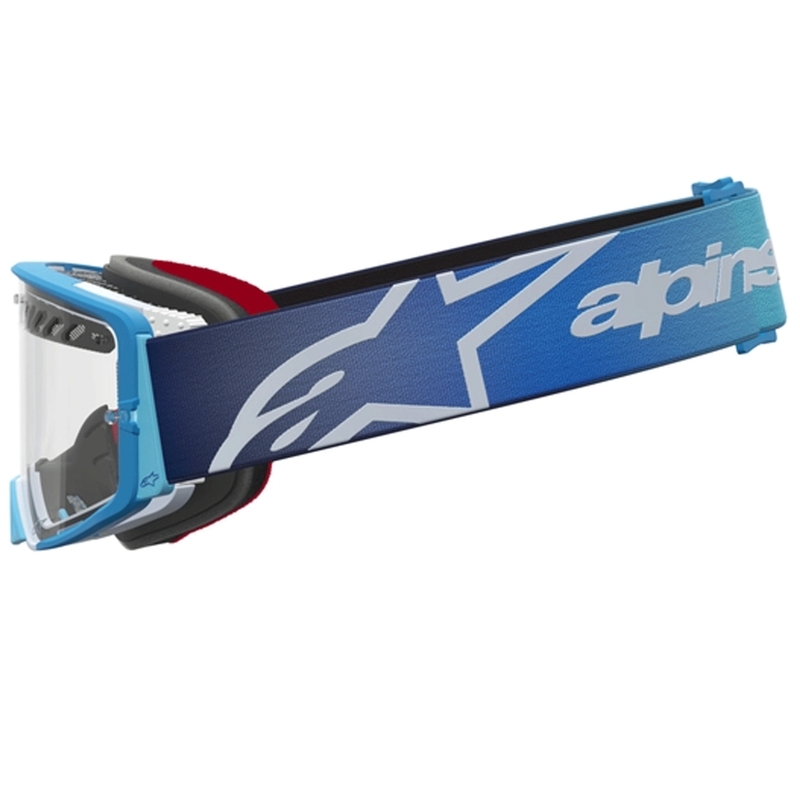 Alpinestars Supertech Dura Air Fluid sini-hõbedased motokrossiprillid läbipaistva pleksiklaasiga