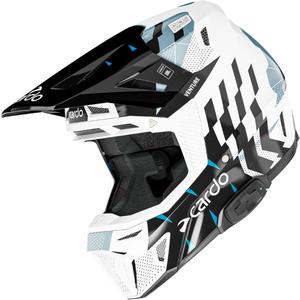 Motokrossi kiiver intercomiga Cardo Venture valge-must-sinine