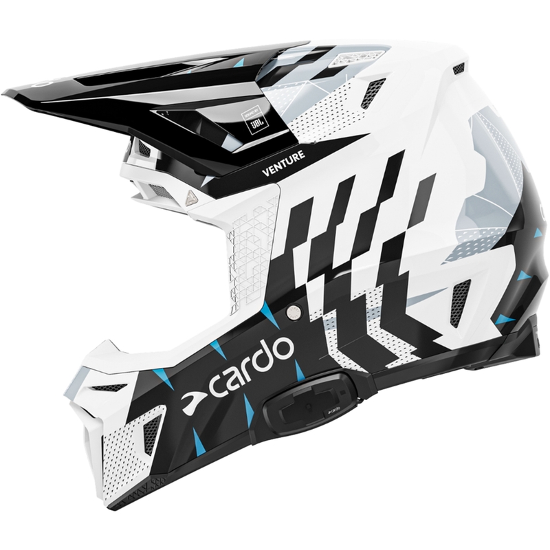 Motokrossi kiiver intercomiga Cardo Venture valge-must-sinine