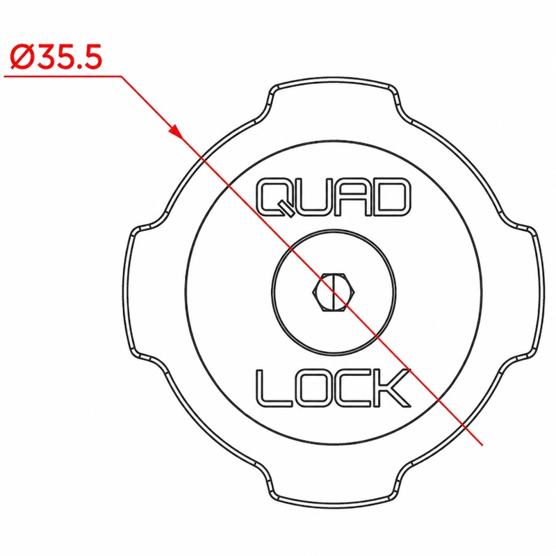 Quad Lock® autole mõeldud palliga kinnitatavate korkide adapterid, mustad