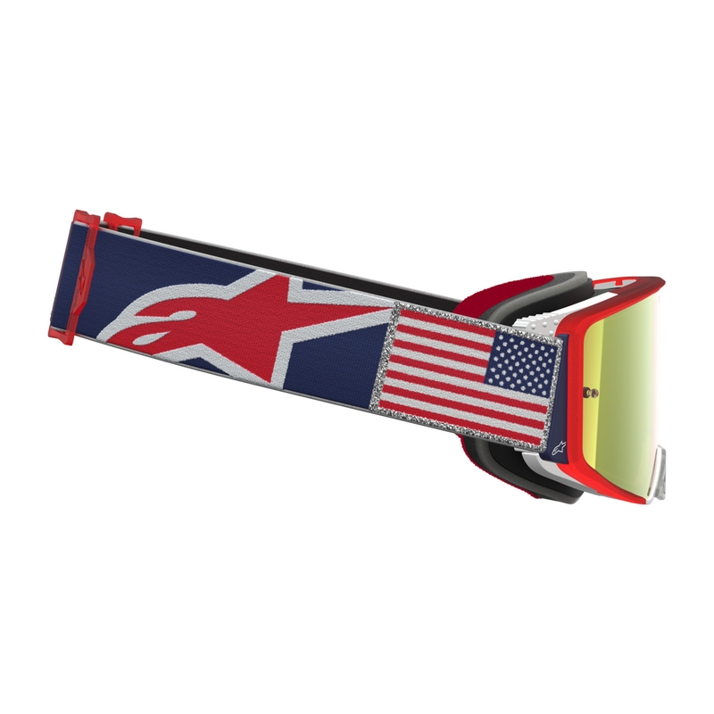 Alpinestars Supertech Fiftyfold motokrossiprillid sini-puna-valged peegliga punase pleksiklaasiga