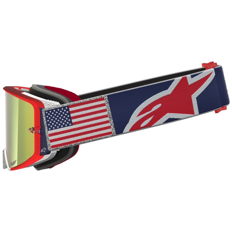Alpinestars Supertech Fiftyfold motokrossiprillid sini-puna-valged peegliga punase pleksiklaasiga