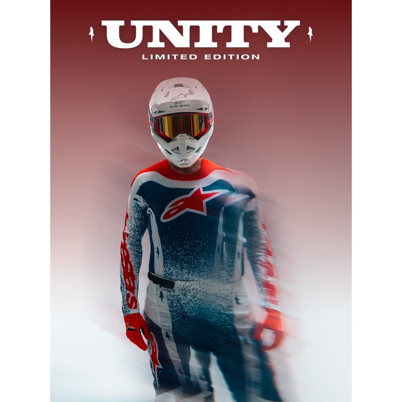 Alpinestars Techstar limiteeritud väljaande Unity motokrossisärk punane-valge-sinine