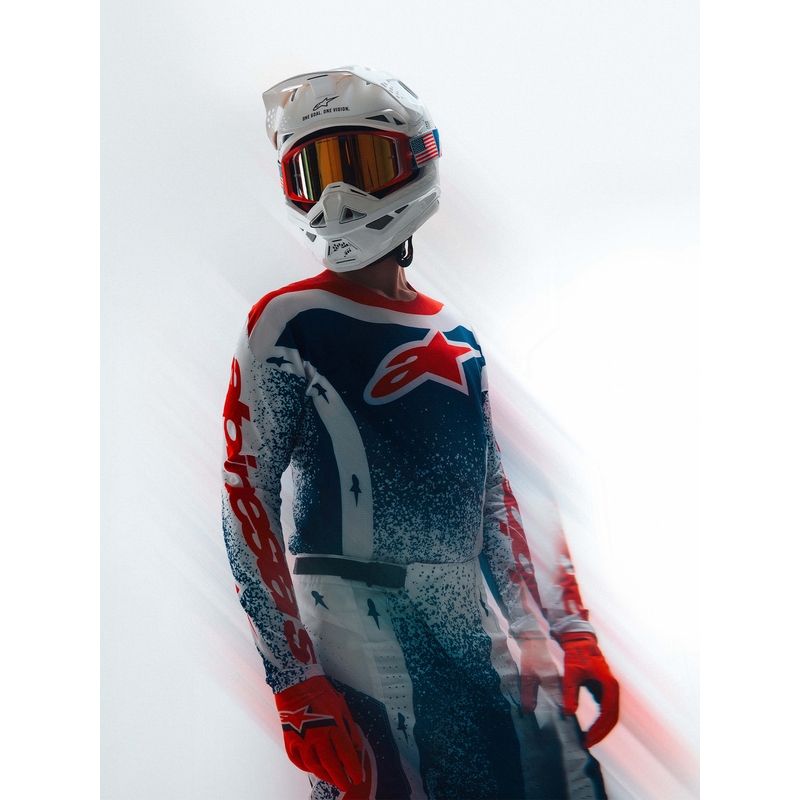 Alpinestars Techstar limiteeritud väljaande Unity motokrossisärk punane-valge-sinine