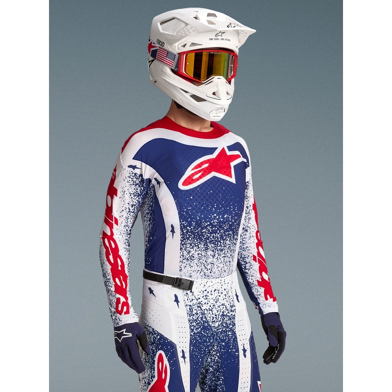 Alpinestars Techstar limiteeritud väljaande Unity motokrossisärk punane-valge-sinine