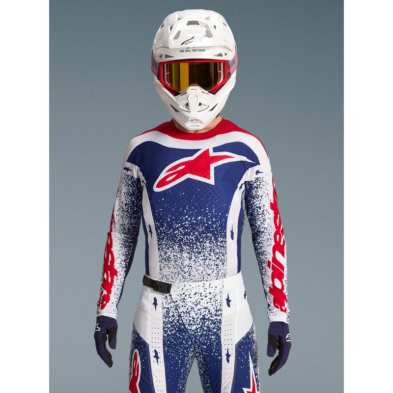 Alpinestars Techstar limiteeritud väljaande Unity motokrossisärk punane-valge-sinine