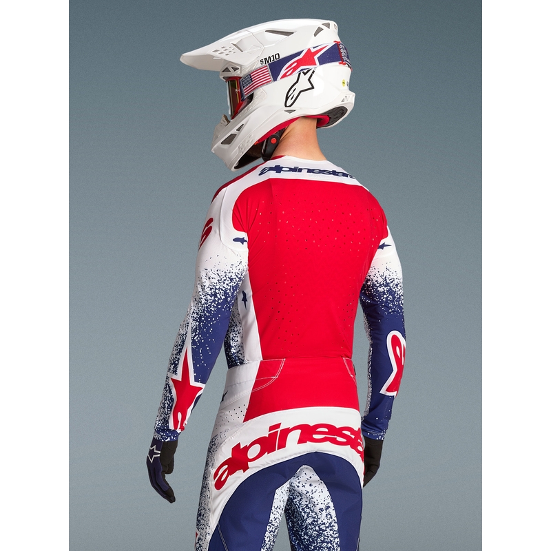 Alpinestars Techstar limiteeritud väljaande Unity motokrossisärk punane-valge-sinine