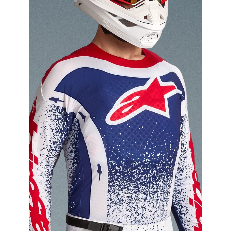 Alpinestars Techstar limiteeritud väljaande Unity motokrossisärk punane-valge-sinine