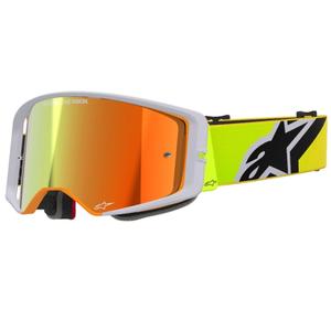 Alpinestars Supertech Corp fluo kollane-hall motokrossiprillid peegelpunase klaaspildiga