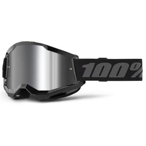 Motokross prillid 100% STRATA 2 Uus must (hõbedane plexi)