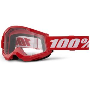 Motokross prillid 100% STRATA 2 Uus punane (läbipaistev plexi)