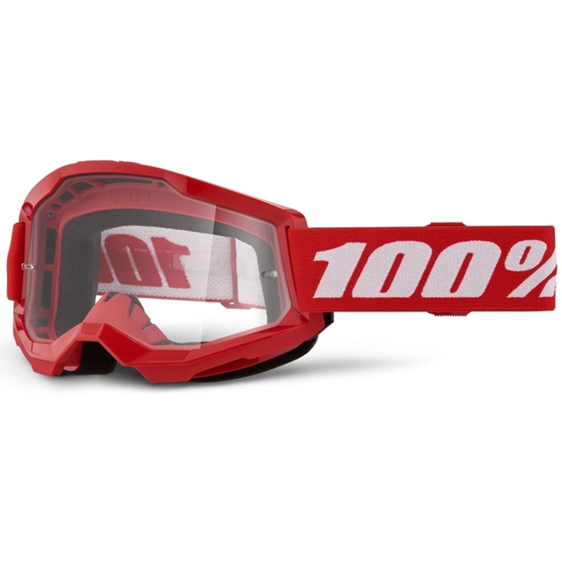 Motokross prillid 100% STRATA 2 Uus punane (läbipaistev plexi)