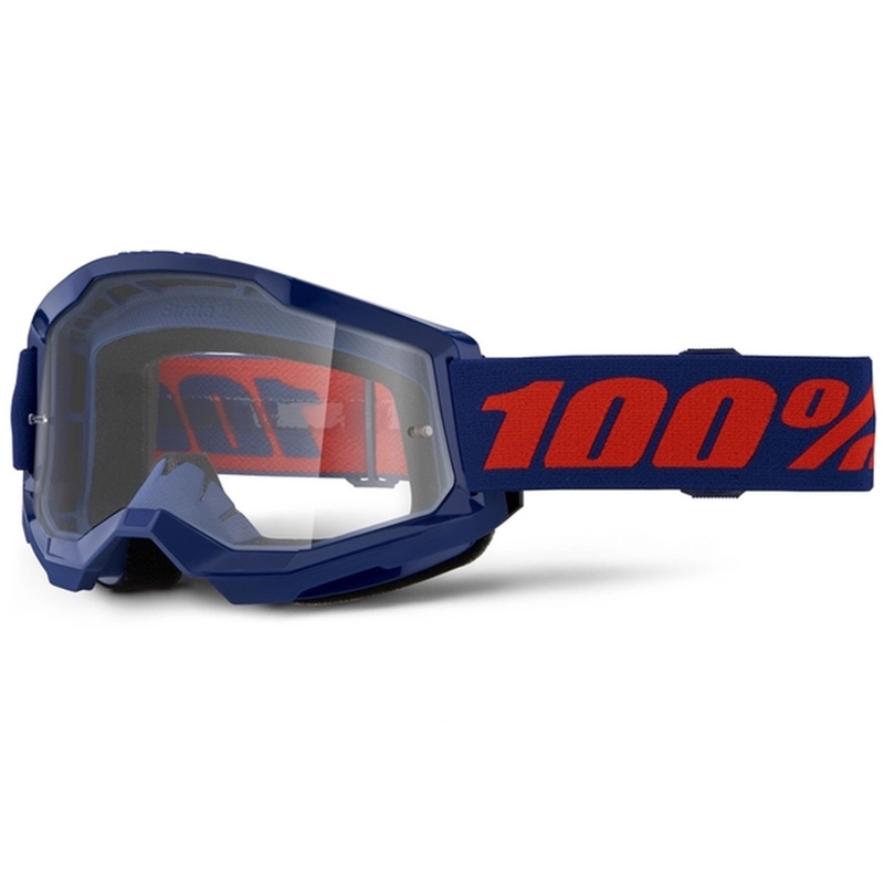 Motokross prillid 100% STRATA 2 Uus tumesinine (läbipaistev plexi)