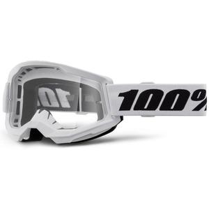 Motokross prillid 100% STRATA 2 Uus valge (läbipaistev plexi)