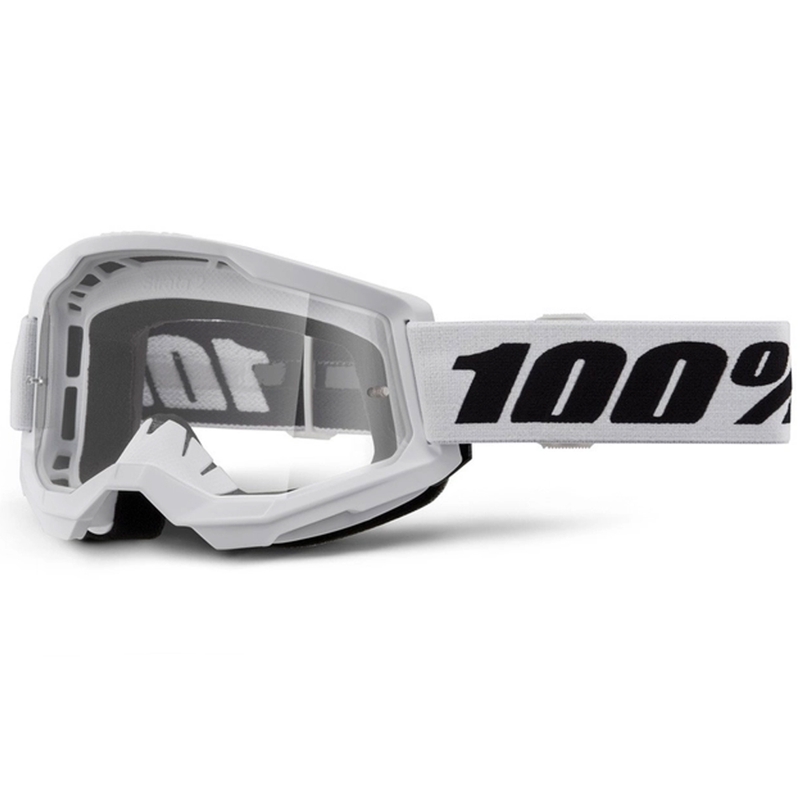 Motokross prillid 100% STRATA 2 Uus valge (läbipaistev plexi)