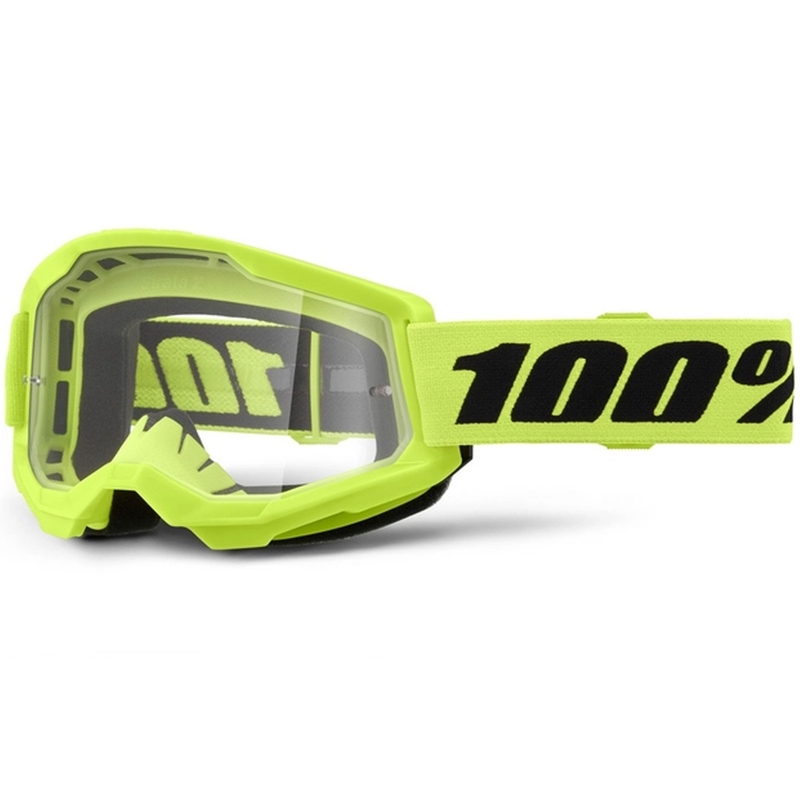 Motokross prillid 100% STRATA 2 Uus fluo kollane (läbipaistev plexi)