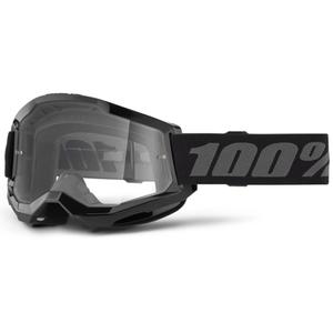 Motokross prillid 100% STRATA 2 Uus must (läbipaistev plexi)