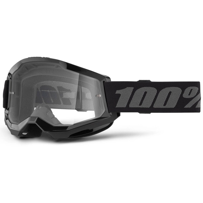 Motokross prillid 100% STRATA 2 Uus must (läbipaistev plexi)