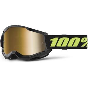 Motokross prillid 100% STRATA 2 Uus Solar must (kuldne plexi)