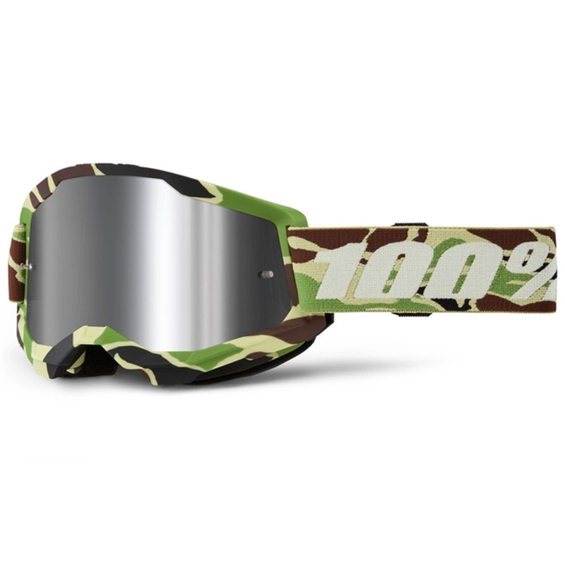 Motokross prillid 100% STRATA 2 New War Camo roheline (hõbedane plexi)