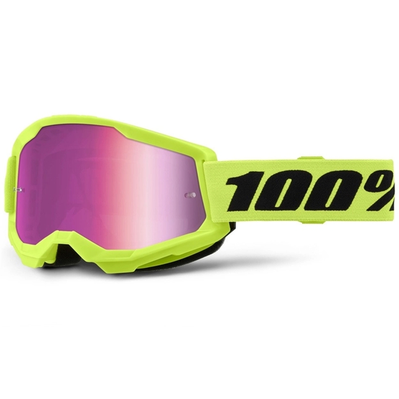 Motokross prillid 100% STRATA 2 Uus fluo kollane (roosa plexi)