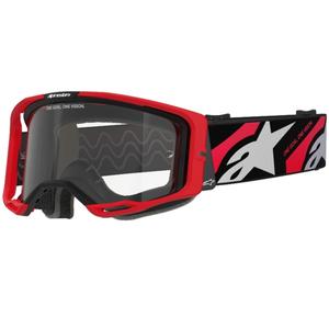 Alpinestars Vision 8 Luar punase ja musta värvi motokrossprillid läbipaistva klaaspildiga