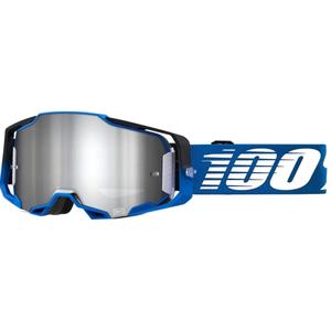 Motokross prillid 100% ARMEGA Rockchuck must-valge-sinine (hõbedane plexi)